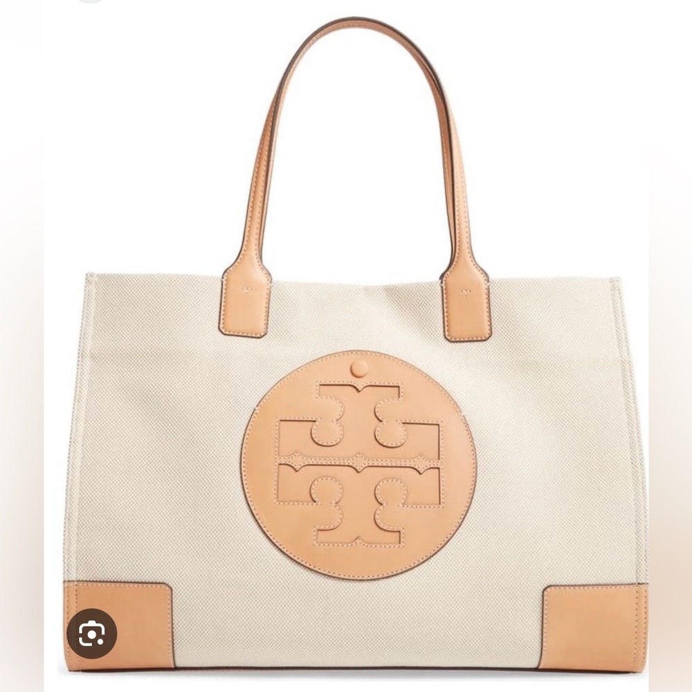 Tory Burch Ella Canvas and Leather Tote *Like New*